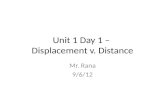 Unit 1 Day 1  –  Displacement  v. Distance