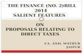 THE FINANCE (NO. 2)BILL 2014 SALIENT  FEATURES   ON  PROPOSALS RELATING TO  DIRECT TAXES