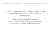 Pricing of Cognitive Radio Rights to Maintain the Risk-Reward of Primary User Spectrum Investment