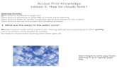Access Prior Knowledge Lesson 4: How do clouds form?