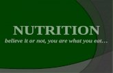 NUTRITION believe it or not, you are what you eat…