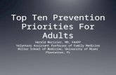 Top Ten Prevention Priorities For Adults