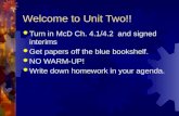 Welcome to Unit Two!!