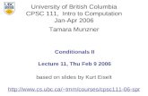 Conditionals II Lecture 11, Thu Feb 9 2006