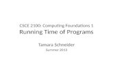 CSCE 2100: Computing Foundations 1 Running  Time of Programs