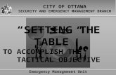 “Setting the Table”  To Accomplish the        Tactical Objective