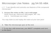 Microscope Use Notes    pg  54-55  ntbk
