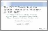 The  Pythy  Summarization System: Microsoft Research at DUC 2007