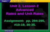 Unit 2, Lesson 2  Advanced Rates and Unit Rates