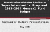 Superintendent’s Proposed  2013-2014 General Fund Budget