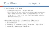 The Plan… 30 Sept 13