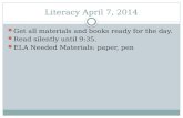 Literacy April 7, 2014