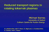 Reduced transport regions in rotating  tokamak  plasmas