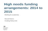 High needs funding  arrangements: 2014 to 2015