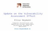 Update on the Vulnerability Assessment Effort