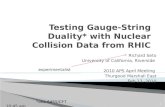 Testing Gauge-String Duality* with Nuclear Collision Data from RHIC