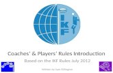 Coaches’ & Players’ Rules Introduction