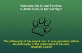 Welcome 4th  Grade  Families to JHES Back to School Night