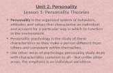 Unit 2: Personality Lesson 1: Personality Theories