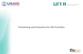 Monitoring and Evaluation for  HES  Activities