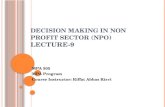 Decision Making in Non Profit Sector (NPO ) Lecture-9