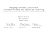 Verifying Optimistic Concurrency:  Prophecy Variables and Backwards Reasoning