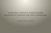 Justification of  Review of Water  Quality Standards  for Nutrients and other Constituents