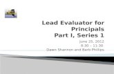 Lead Evaluator for Principals Part I, Series 1
