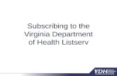 Subscribing to the Virginia Department of Health Listserv