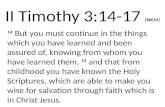 II Timothy 3:14- 17 (NKJV)
