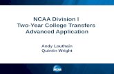NCAA Division  I  Two-Year  College Transfers  Advanced  Application