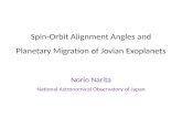 Spin-Orbit Alignment Angles and Planetary Migration of Jovian  Exoplanets