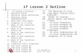 if Lesson 2 Outline