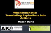 Whakatinanatia :  Translating  Aspirations into Actions