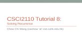 CSCI2110  Tutorial 8: Solving Recurrence