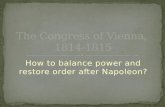 The Congress of Vienna,  1814-1815