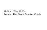 Unit V:  The 1920s Focus:  The Stock Market Crash