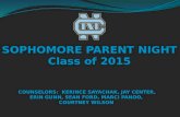 SOPHOMORE PARENT NIGHT Class of 2015