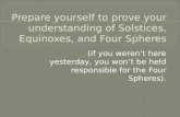 Prepare yourself to prove your understanding of Solstices, Equinoxes, and Four Spheres