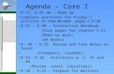 Agenda – Core I