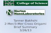 Tanner Bakhshi 2-Mer/3-Mer Cross Origami Brief Summary 3/26/13