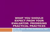 What You Should Expect from your evaluator: promising practical practices
