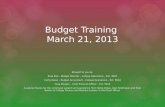 Budget Training  March 21, 2013