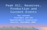 Peak Oil, Reserves, Production and Current Events