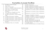 Variables Lesson Outline