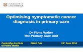 Optimising  symptomatic cancer  diagnosis in primary care Dr Fiona Walter The Primary Care Unit