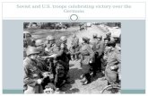 Soviet and U.S. troops celebrating victory over the Germans