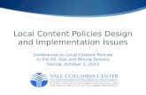 Local Content Policies Design and Implementation Issues
