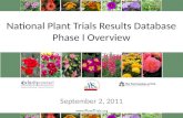 National Plant Trials Results Database Phase  I  Overview