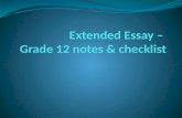 Extended Essay –  Grade 12  notes  & checklist